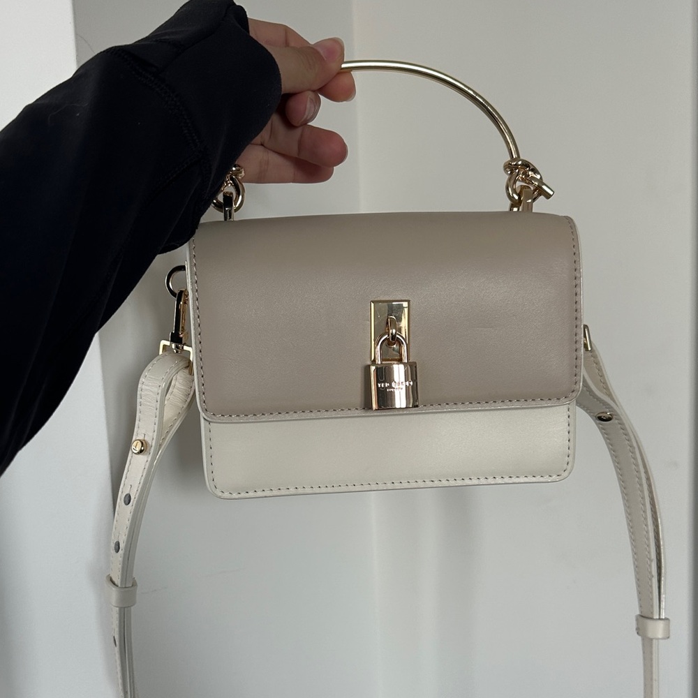 Ted Baker Ssloane Taupe and Cream Crossbody Bag with Gold Handle